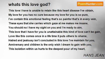 HANS JEAN - whats this love god?