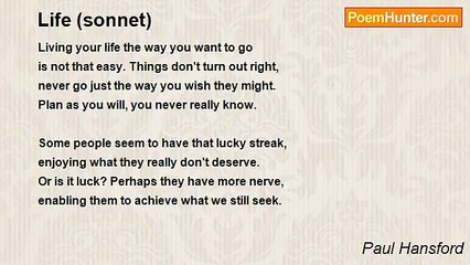 Paul Hansford - Life (sonnet)