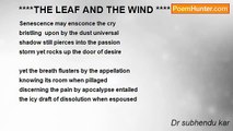 Dr subhendu kar - ****THE LEAF AND THE WIND ****