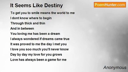 Anonymous - It Seems Like Destiny