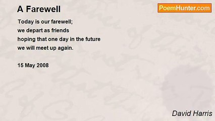 David Harris - A Farewell