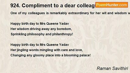 Raman Savithiri - 924. Compliment to a dear colleague   230208