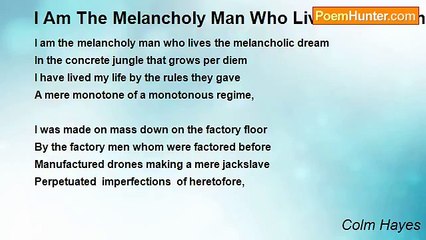 Colm Hayes - I Am The Melancholy Man Who Lives The Melancholic Dream