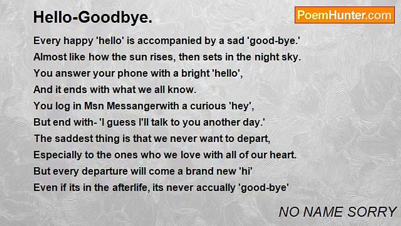 NO NAME SORRY - Hello-Goodbye.