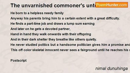 nimal dunuhinga - The unvarnished commoner's untold truth