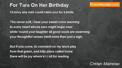 Cretan Maineiac - For Tara On Her Birthday