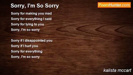 kalista mccart - Sorry, I’m So Sorry