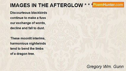 Gregory Wm. Gunn - IMAGES IN THE AFTERGLOW * * *