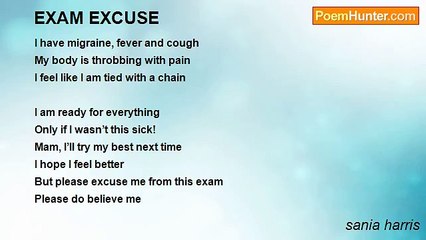 sania harris - EXAM EXCUSE