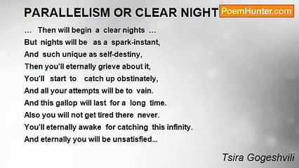 Tsira Gogeshvili - PARALLELISM OR CLEAR NIGHTS