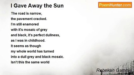 Rebekah Gamble - I Gave Away the Sun