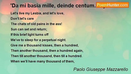 Paolo Giuseppe Mazzarello - 'Da mi basia mille, deinde centum..' by Catullus