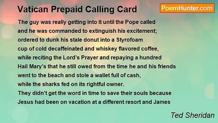 Ted Sheridan - Vatican Prepaid Calling Card