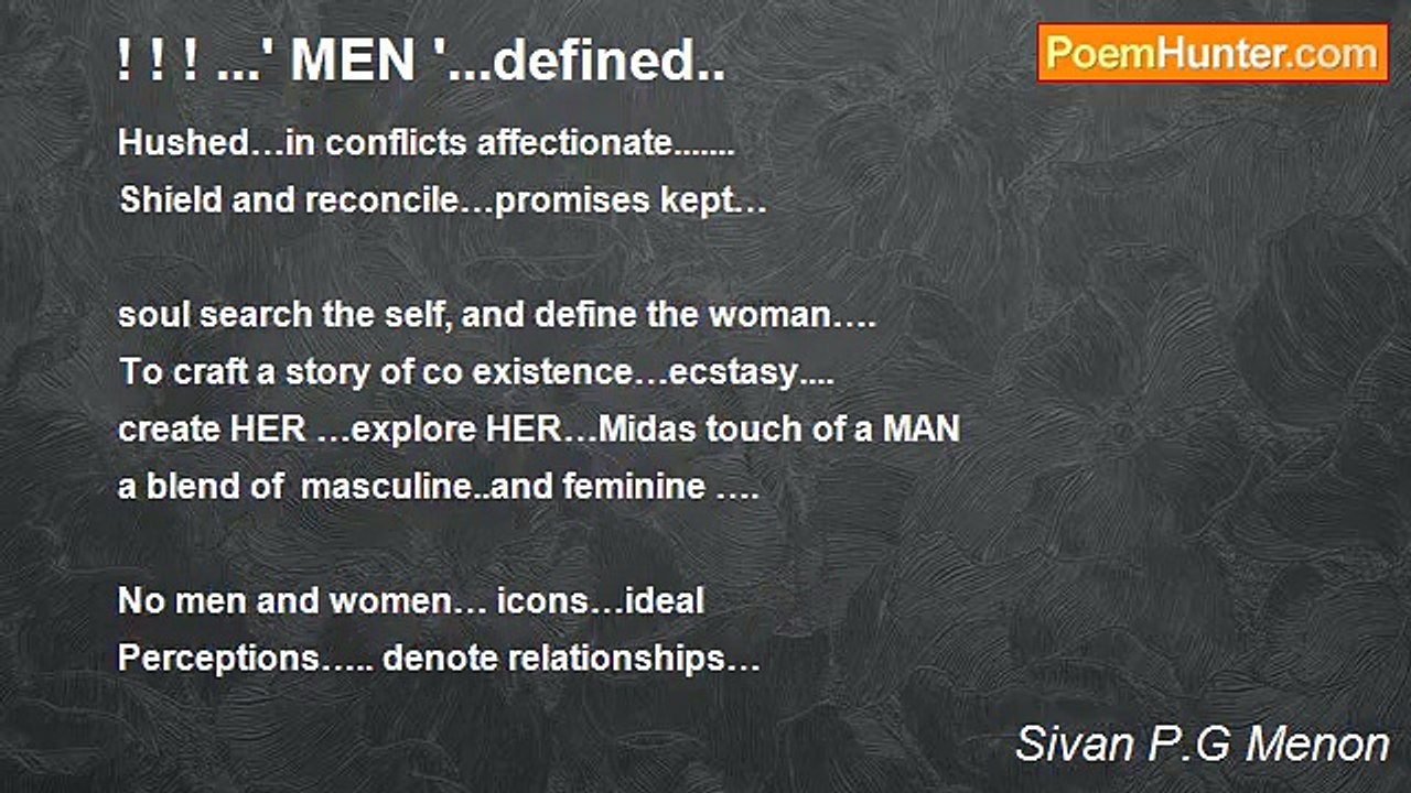 Sivan P.G Menon - ! ! ! ...' MEN '...defined..