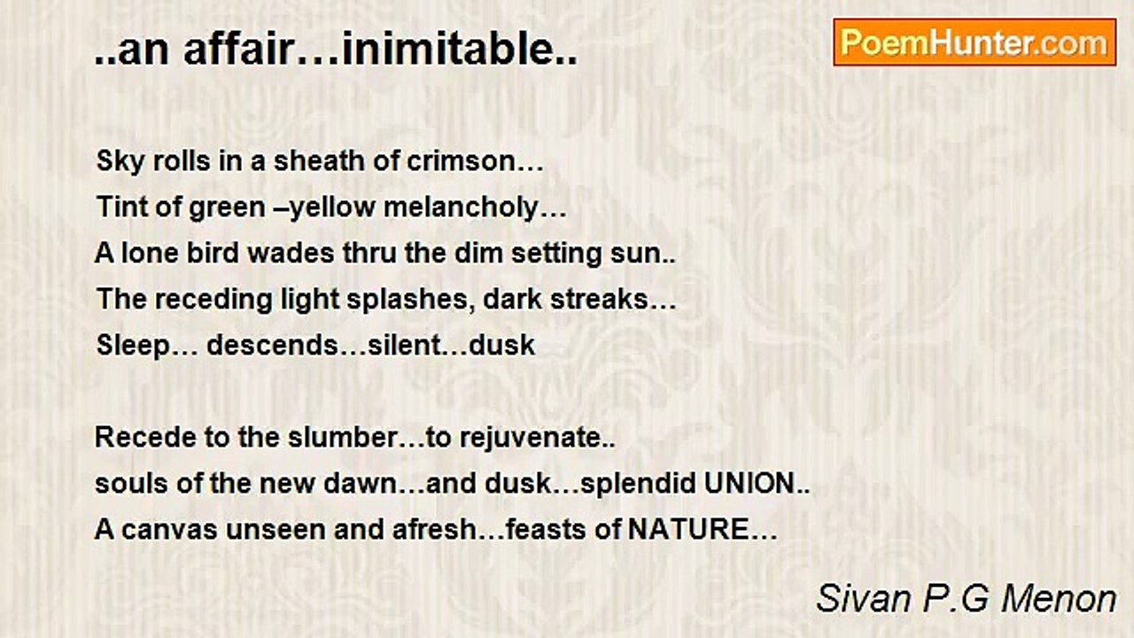 Sivan P.G Menon - ..an affair…inimitable..