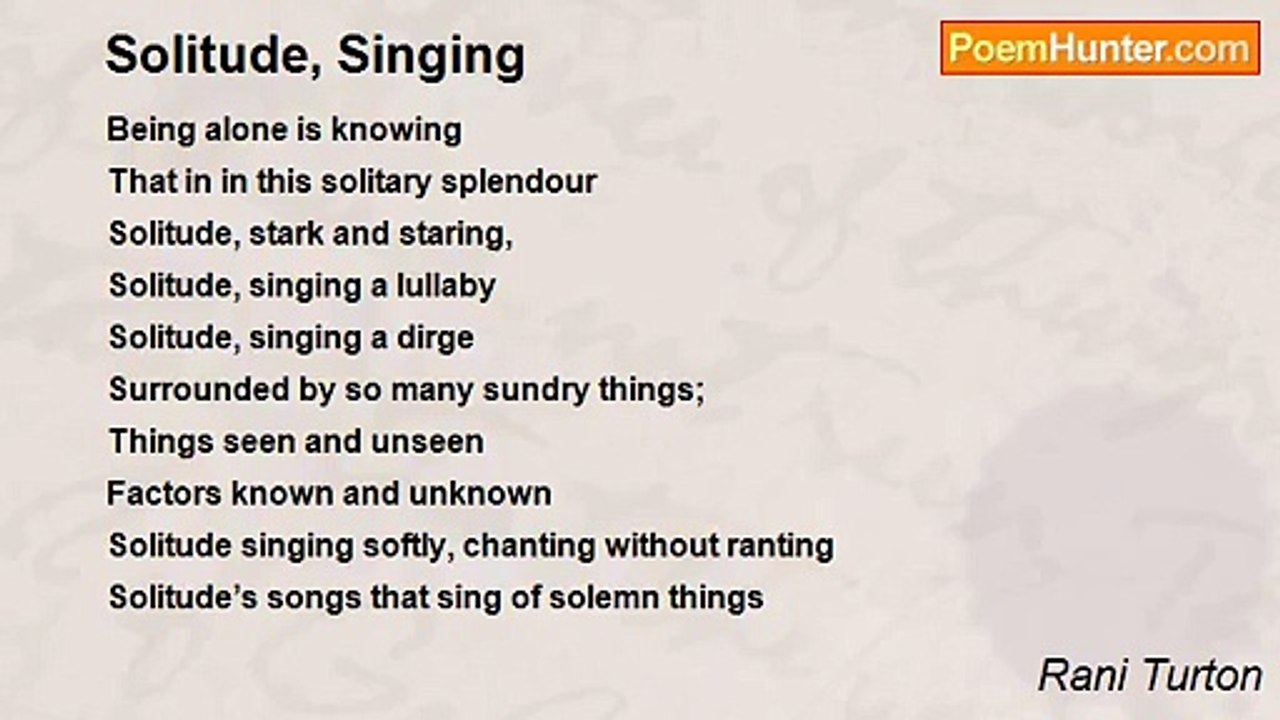 Rani Turton - Solitude, Singing