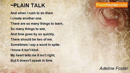 Adeline Foster - ~PLAIN TALK