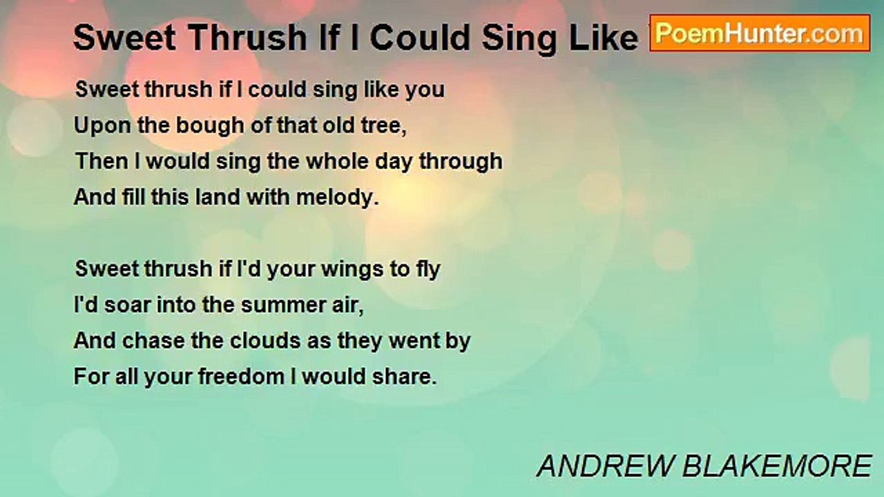 ANDREW BLAKEMORE - Sweet Thrush If I Could Sing Like You