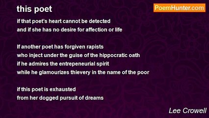 Lee Crowell - this poet