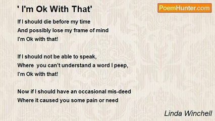 Linda Winchell - ' I'm Ok With That'