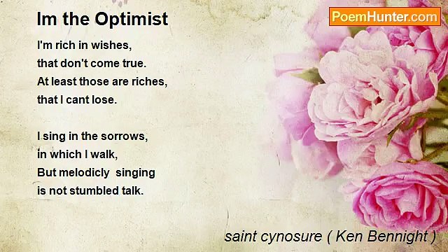 saint cynosure ( Ken Bennight ) - Im the Optimist