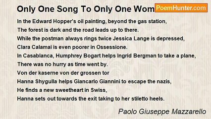 Paolo Giuseppe Mazzarello - Only One Song To Only One Woman