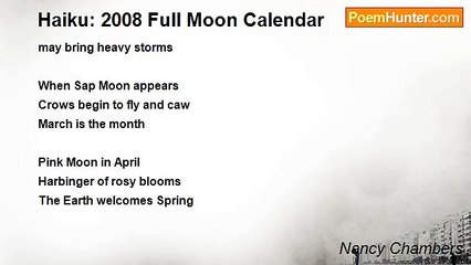 Nancy Chambers - Haiku: 2008 Full Moon Calendar