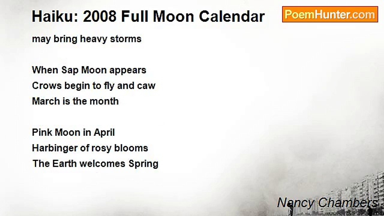 Nancy Chambers - Haiku: 2008 Full Moon Calendar