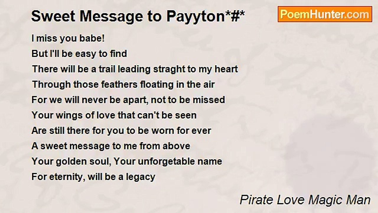 Pirate Love Magic Man - Sweet Message to Payyton*#*