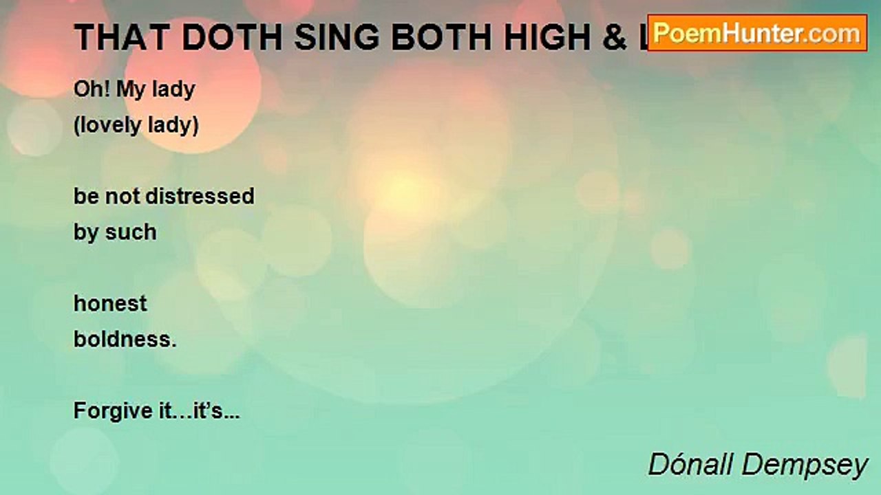 Dónall Dempsey - THAT DOTH SING BOTH HIGH & LOW!