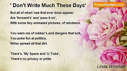 Linda Winchell - ' Don't Write Much These Days'