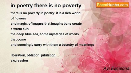 Ayi Escalona - in poetry there is no poverty