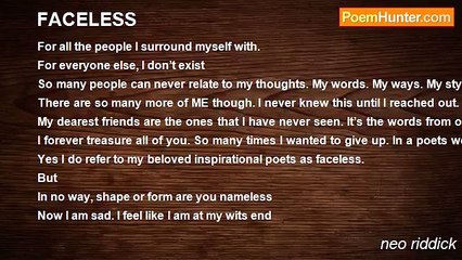 neo riddick - FACELESS