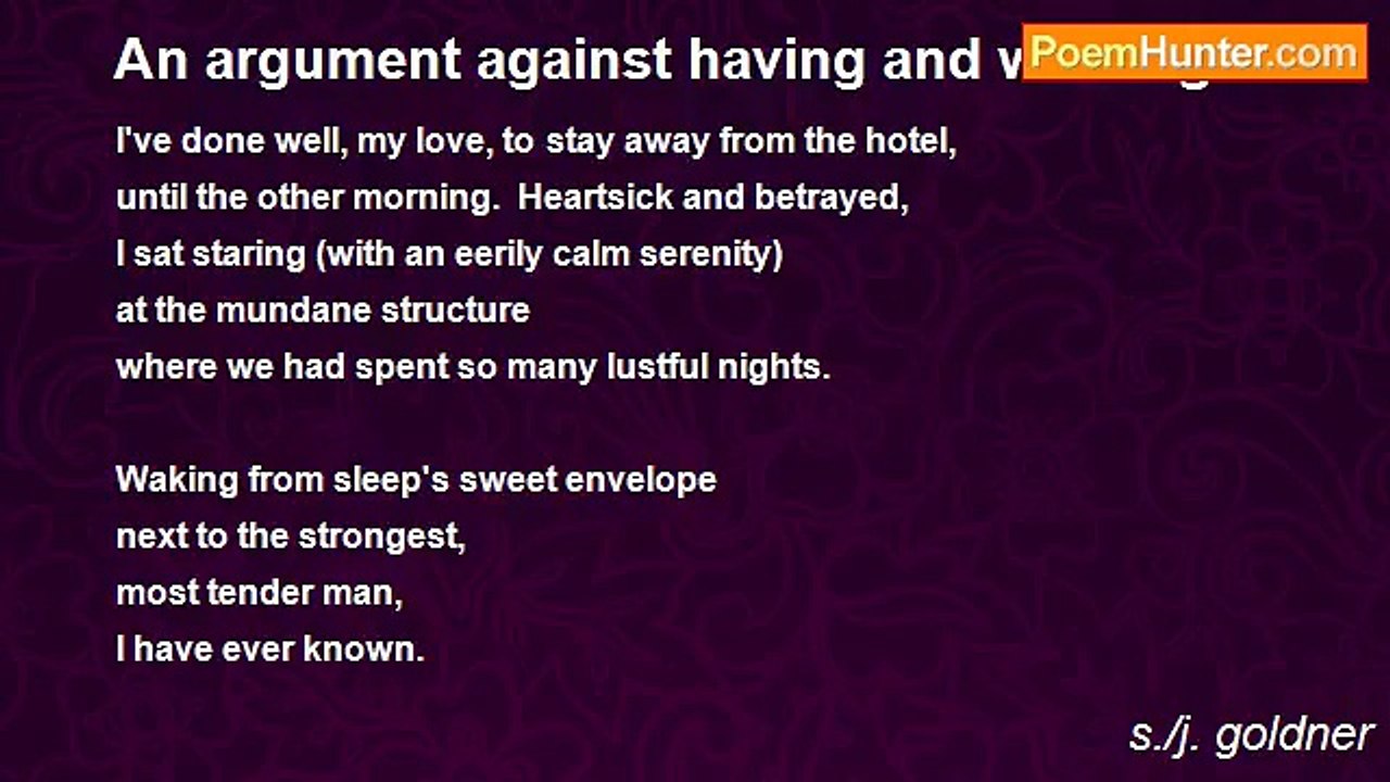 s./j. goldner - An argument against having and wanting