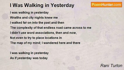 Rani Turton - I Was Walking in Yesterday