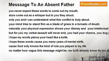 joshua reid - Messsage To An Absent Father