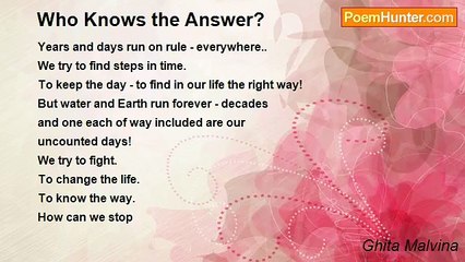 Ghita Malvina - Who Knows the Answer?