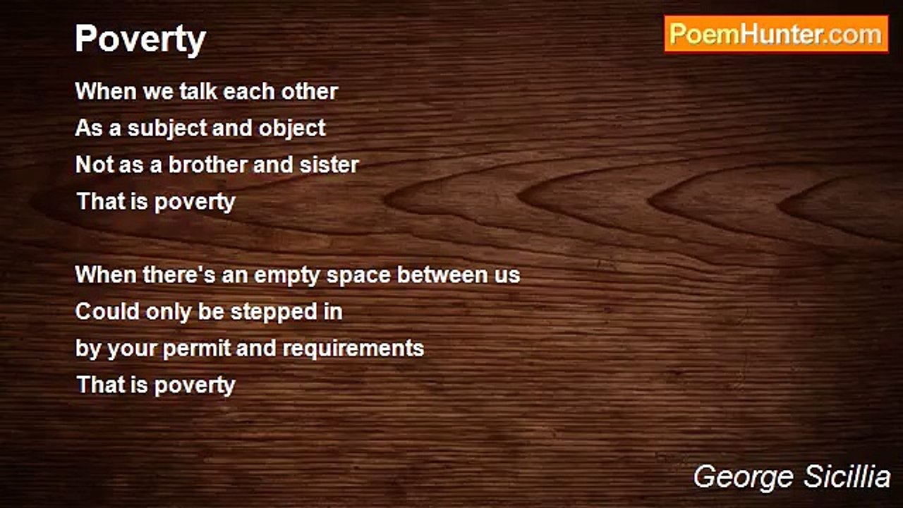 George Sicillia - Poverty