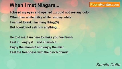 Sumita Datta - When I met Niagara...