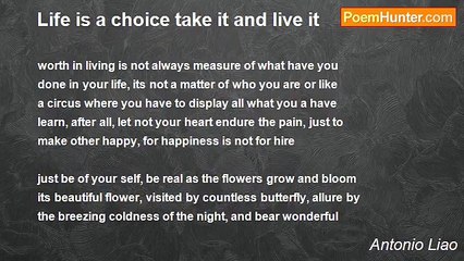 Antonio Liao - Life is a choice take it and live it