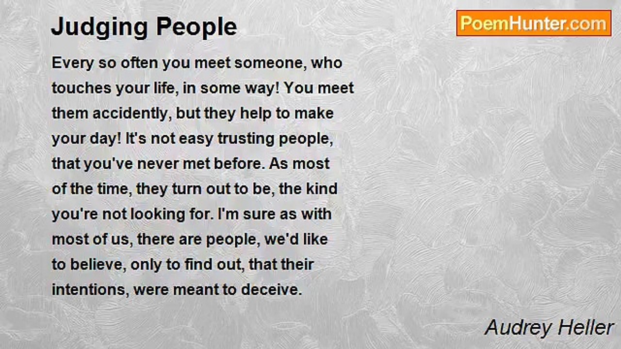 Audrey Heller - Judging People