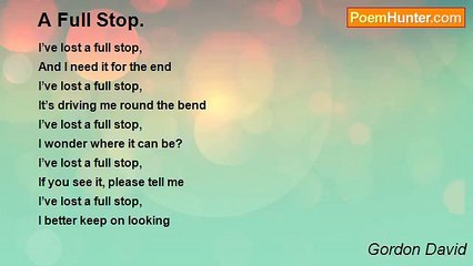 Gordon David - A Full Stop.