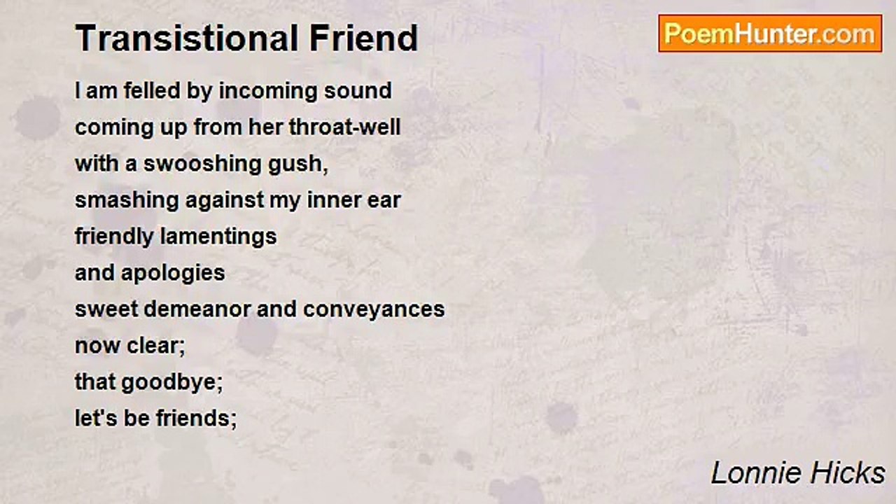 Lonnie Hicks - Transistional Friend
