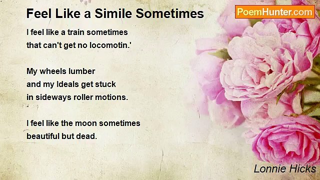 Lonnie Hicks - Feel Like a Simile Sometimes