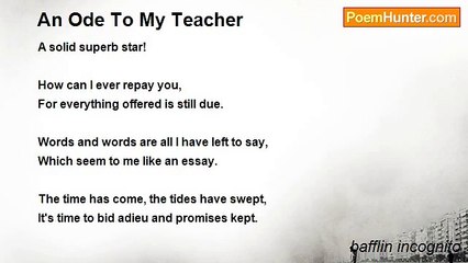 bafflin incognito - An Ode To My Teacher