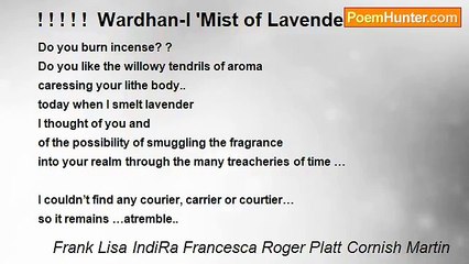 Frank Lisa IndiRa Francesca Roger Platt Cornish Martin - ! ! ! ! !  Wardhan-I 'Mist of Lavender'