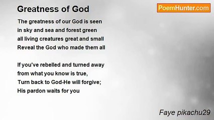 Faye pikachu29 - Greatness of God