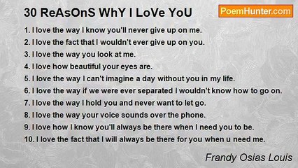 Frandy Osias Louis - 30 ReAsOnS WhY I LoVe YoU