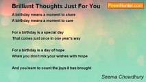 Seema Chowdhury - Brilliant Thoughts Just For You