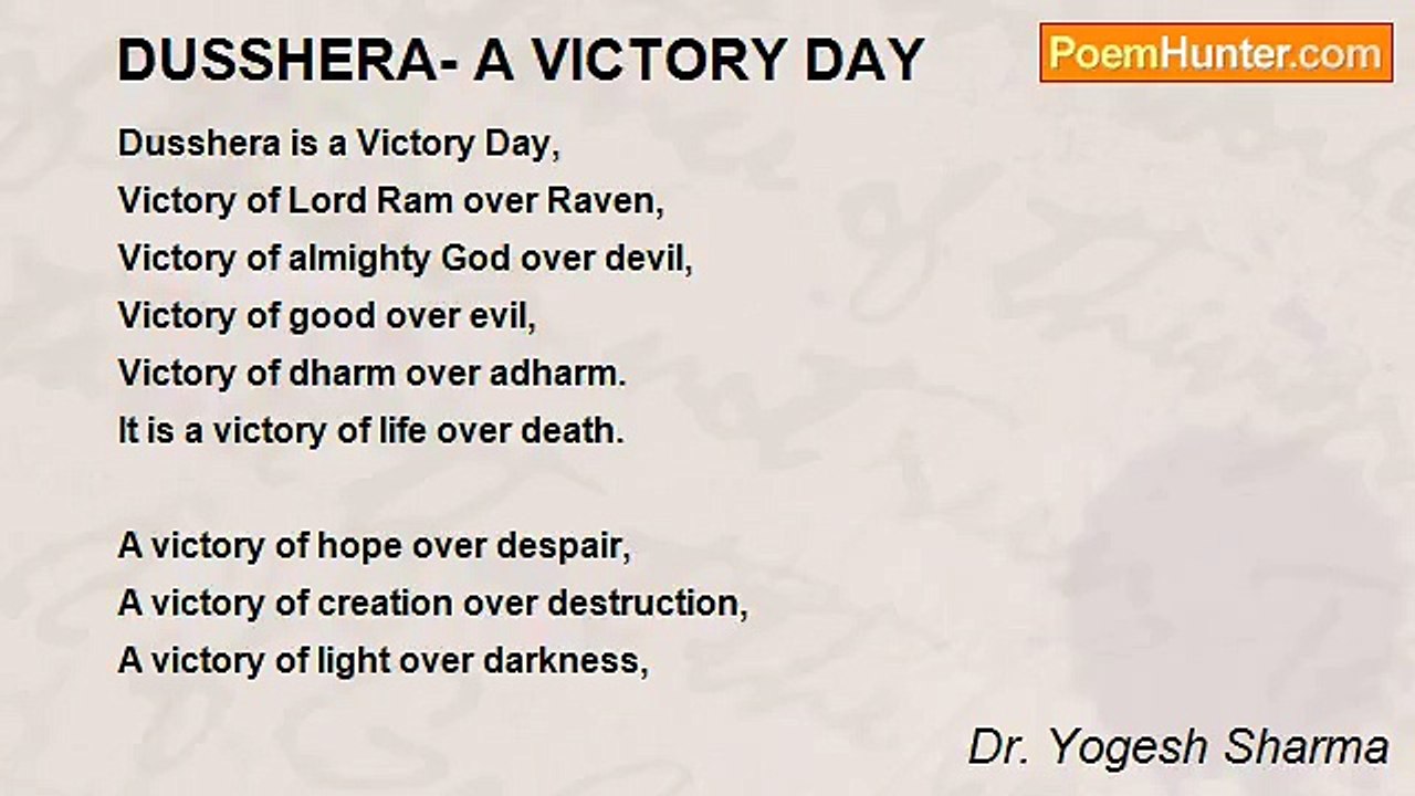 Dr. Yogesh Sharma - DUSSHERA- A VICTORY DAY